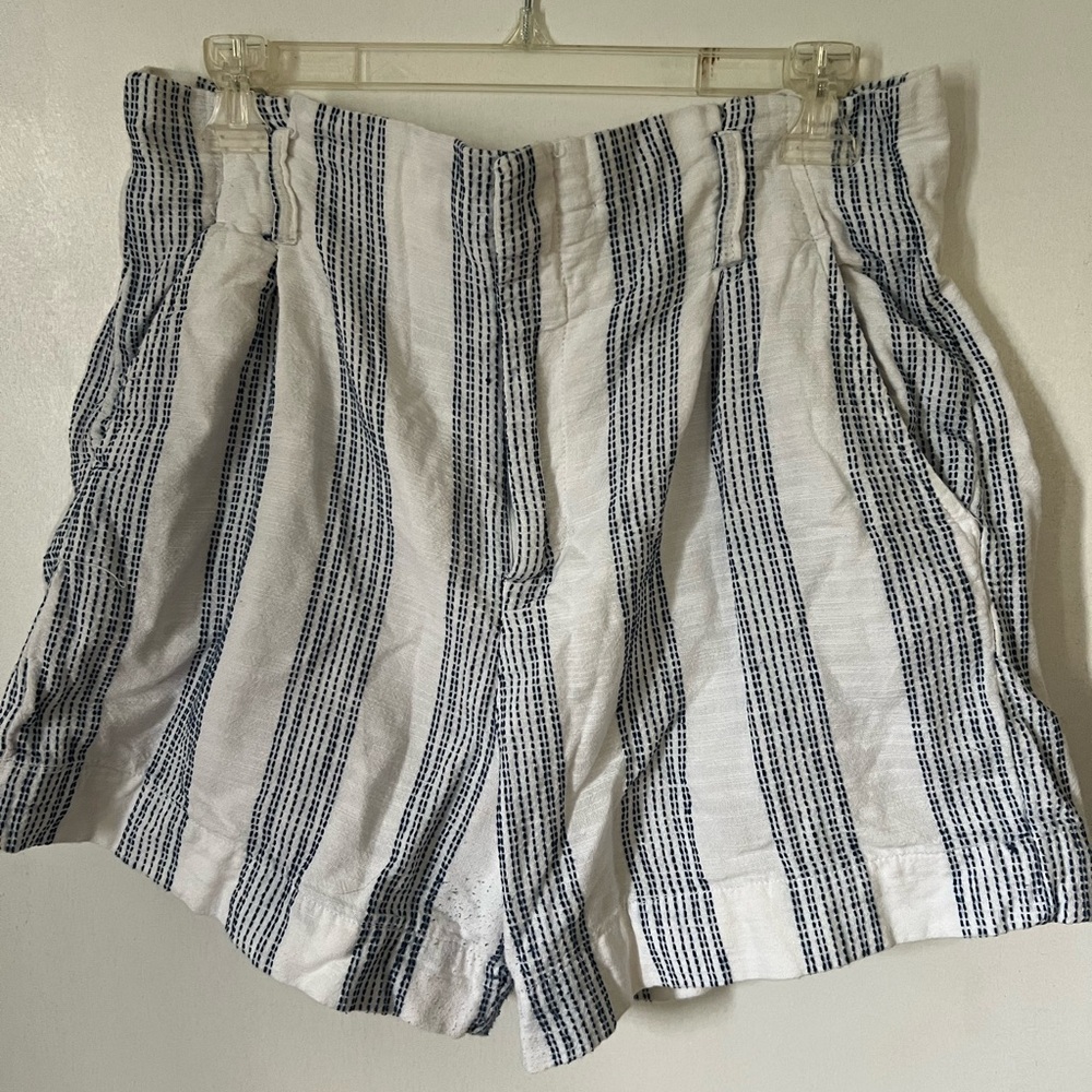 White & Blue Striped Shorts